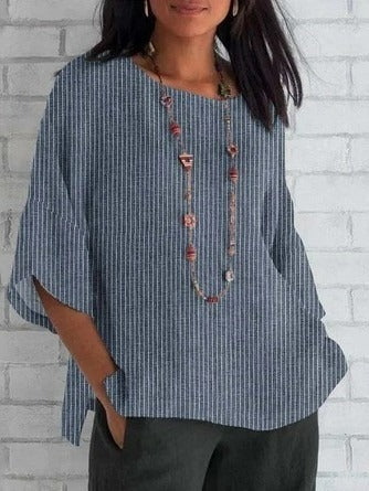 Blue Stripe Half Sleeve Casual Shirt