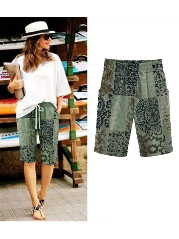 Loosen Fit Paisley Casual Shorts