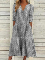 Vacation Cotton Half Sleeve Midi Dress