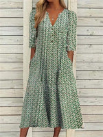 Vacation Cotton Half Sleeve Midi Dress