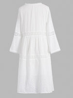 Crew Neck 3/4 Sleeves Cotton Loose Fit Comfy Midi Dress