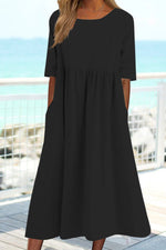 Plain Loose Maxi Dress With Pockets