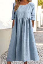 Plain Loose Maxi Dress With Pockets