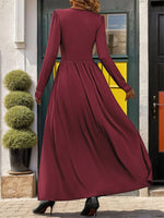 Plain V Neck Long Sleeve Casual Maxi Dress