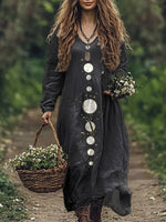 Starry Sky V Neck Long Sleeve Comfy Maxi Dress