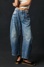 Solid Wide Leg Jeans with Pockets