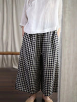 Artistic Plaid Drawstring Loose Pants