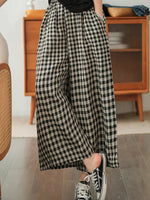 Artistic Plaid Drawstring Loose Pants