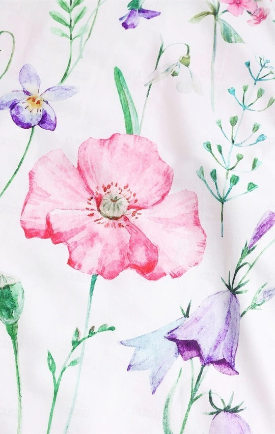 Robe deux pièces décontractée et élégante à imprimé floral, poches, manches courtes et col en V