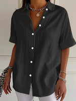 Black Oversized V-neck Short Sleeve Tops