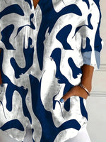 Abstract Print Shirt Collar Long Sleeve Buttons Daily Shirt