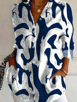 Abstract Print Shirt Collar Long Sleeve Buttons Daily Shirt