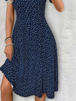 Polka Dot V-neck Short Sleeve Elegant Midi Dress