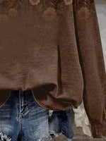 Casual Floral Print Round Neck Long Sleeve Sweatshirt