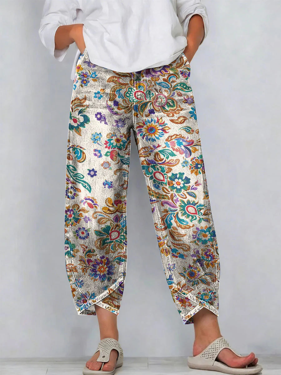 Women's Vintage Flowers Floral Patterns Art Prints Casual Pants