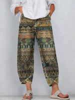 Floral Patterns Art Prints Denim Cotton Chic Pants