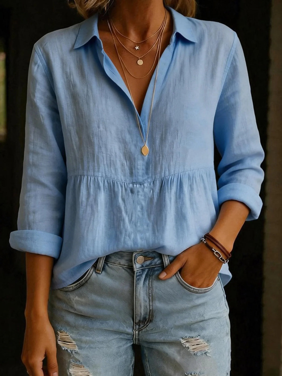 Plain Solid Color Cotton Shirt