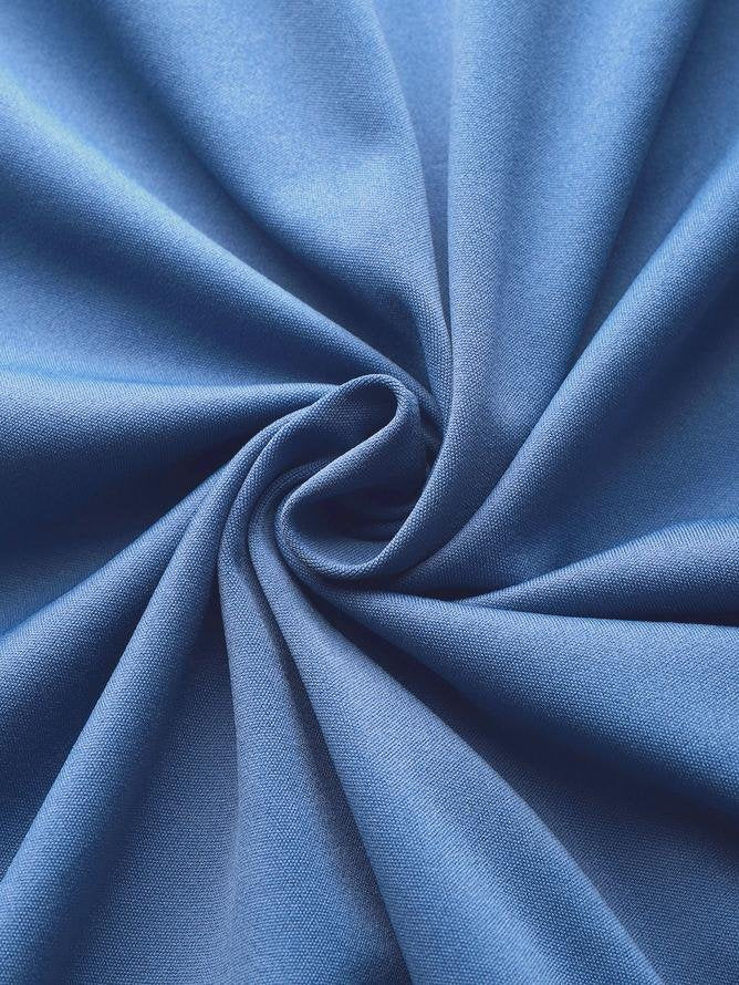 Casual Plain Loose Crew Neck Short Sleeve Button Linen Dress