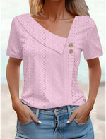 Women Plain Elegant Short Sleeve Loose T-shirt