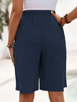 Elegant Plain Loose Side Pockets Fifth Pants