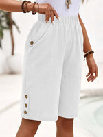 Elegant Plain Loose Side Pockets Fifth Pants