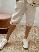 Plain Casual Cotton And Linen Pants