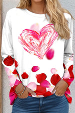 Heart/Cordate Casual Loose Crew Neck T-Shirt