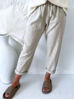 Plain Linen Cotton And Linen Pants