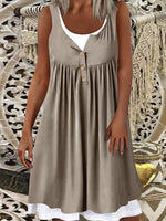 Crew Neck Regular Fit Plain Short Sleeve Knit Short Dress