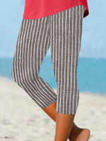 Tight Striped Vacation Capris Leggings