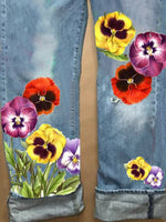 Cotton Shift Floral Straight Jeans