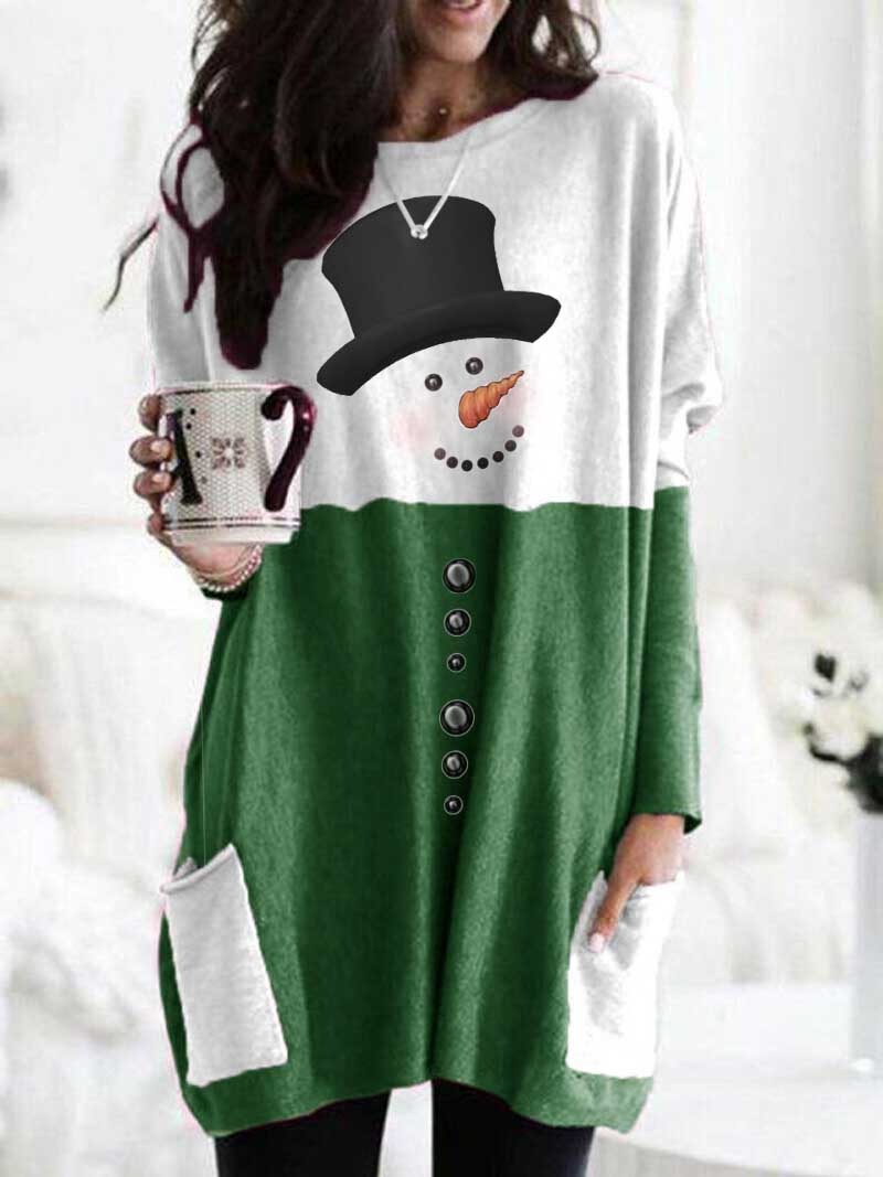 Langarm-Sweatshirt mit Schneemann-Print