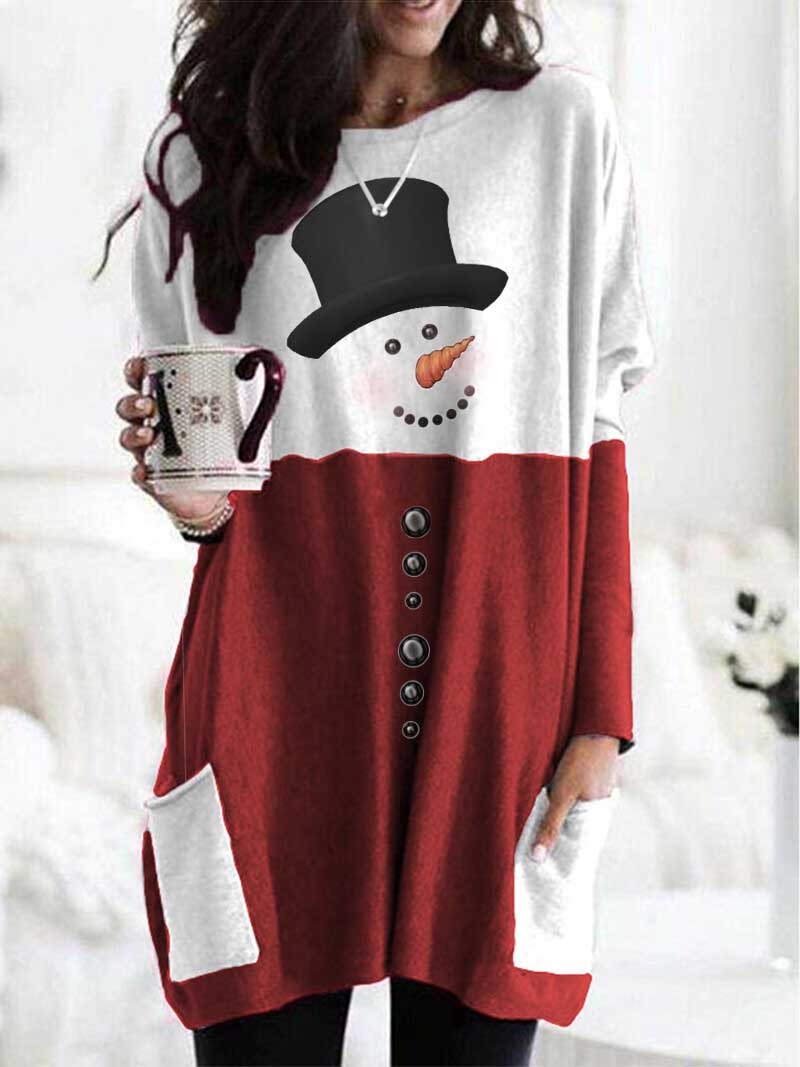 Langarm-Sweatshirt mit Schneemann-Print