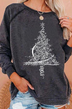 Christmas Tree Pattern High Round Neck Sweatshirt