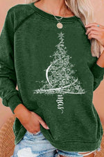 Christmas Tree Pattern High Round Neck Sweatshirt