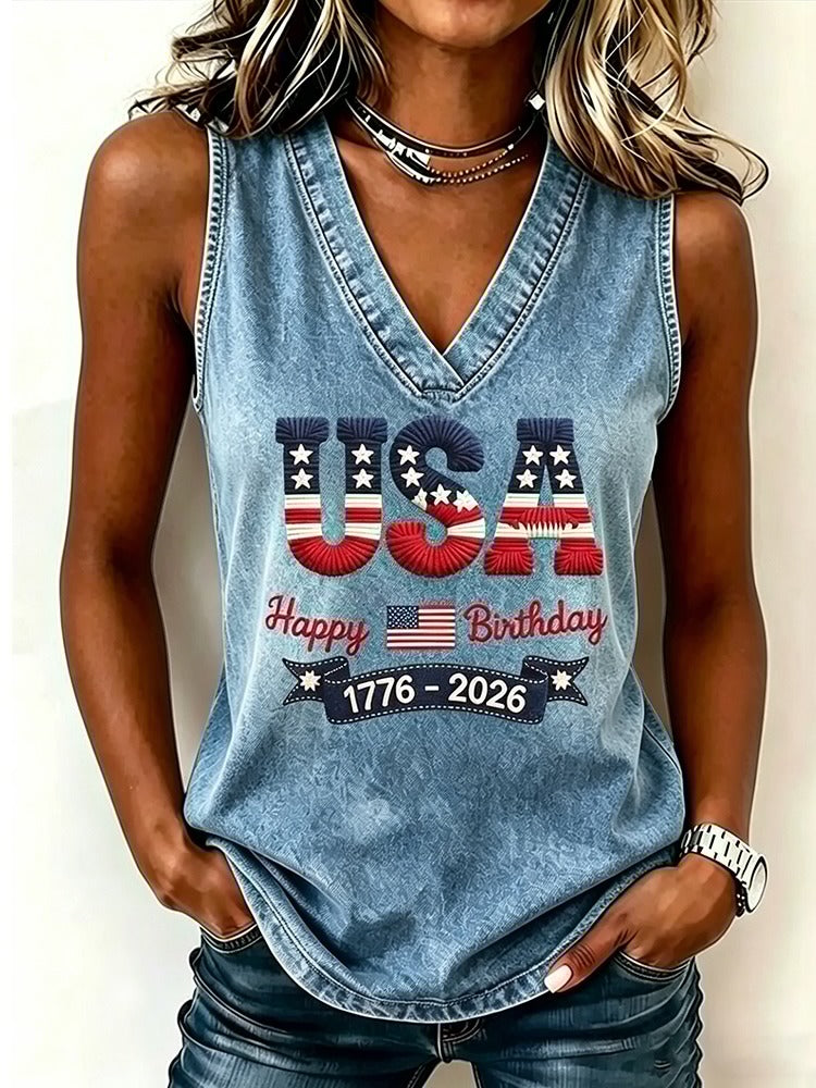 Women's Retro Independence Day Anniversary Print Camisole