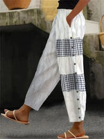 Women Striped Long Pants with Pockets