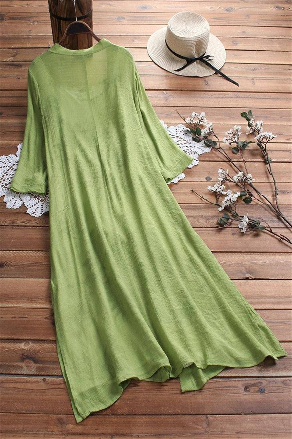 Floral Print Straps 3/4 Sleeves Midi Two Piece Dress