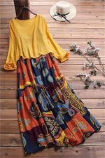 Character Print Round Neck Long Sleeves Maxi Two Piece Dress