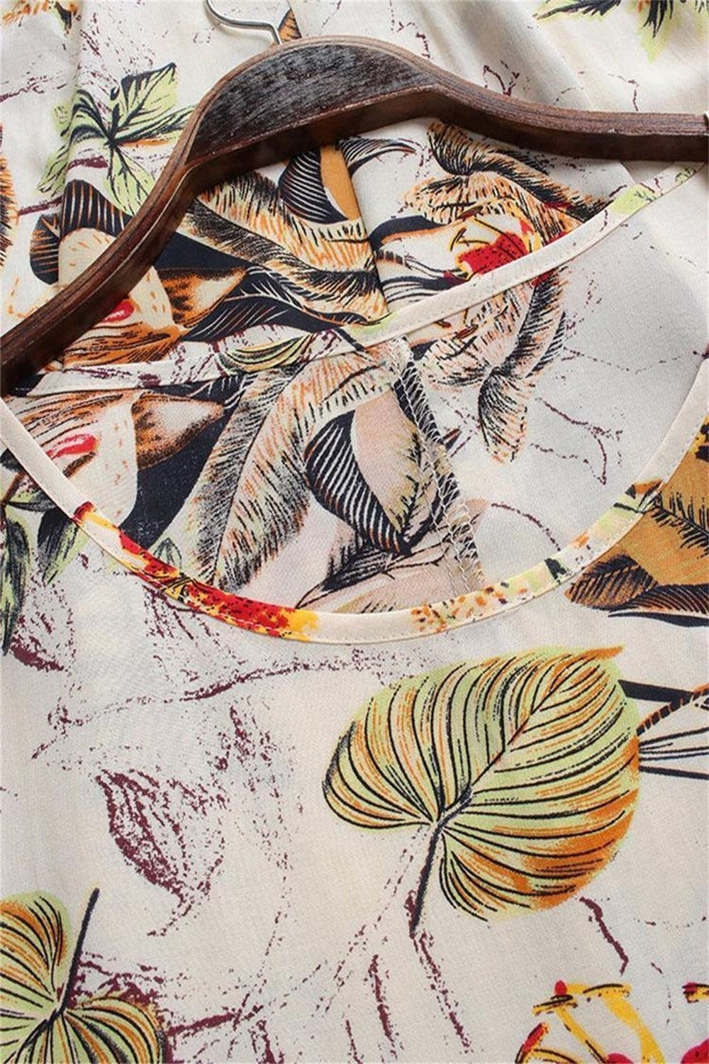 Floral Print Round Neck Short Sleeves Maxi Two Piece Dress