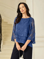 Elegant 3/4 Sleeve Crew Neck Regular Top