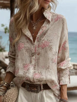 Romantic Floral Print Long Sleeve Shirt