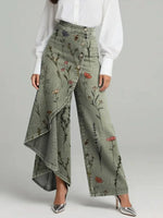 Women's Vintage Floral Pattern Art Print Casual Pants