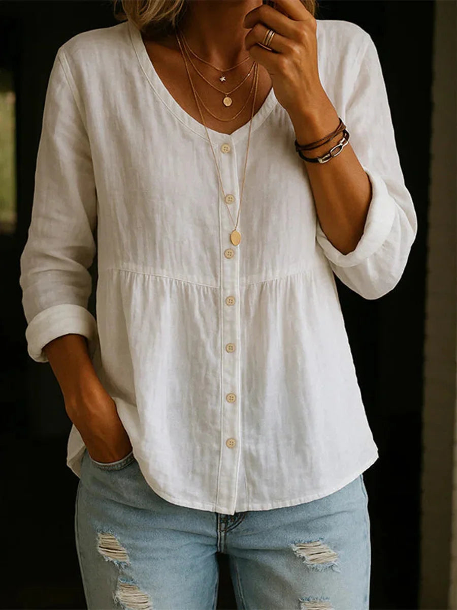 Casual Solid Color Long Sleeve Blouse