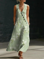 Women's Floral Pattern Art Print Casual Sleeveless Dress