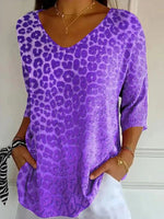 Vintage Casual V-neck 3/4 Sleeve T-Shirt