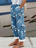 Blue Floral Print Jogger Pants