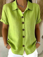 Casual Solid Color Short Sleeve Blouse