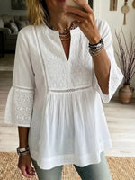Bohemian Lace V-neck 3/4 Sleeve Blouse