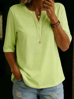Casual Solid Colour Half Sleeve Blouse